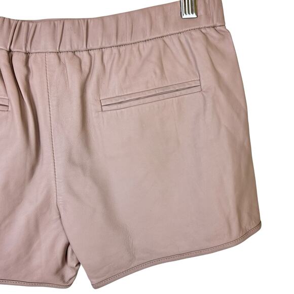 Trina Turk NWT Kristoph Taupe Brown Genuine Lamb Leather Pull On Dressy Shorts - Picture 7 of 13